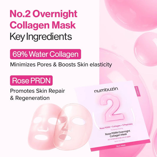 Numbuzin No.2 Rose PDRN Collagen Plumping Sheet Mask 5ea